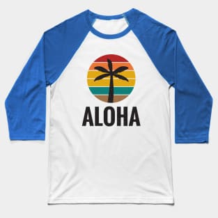 Aloha Palm Tree Sunset 70s Baseball T-Shirt